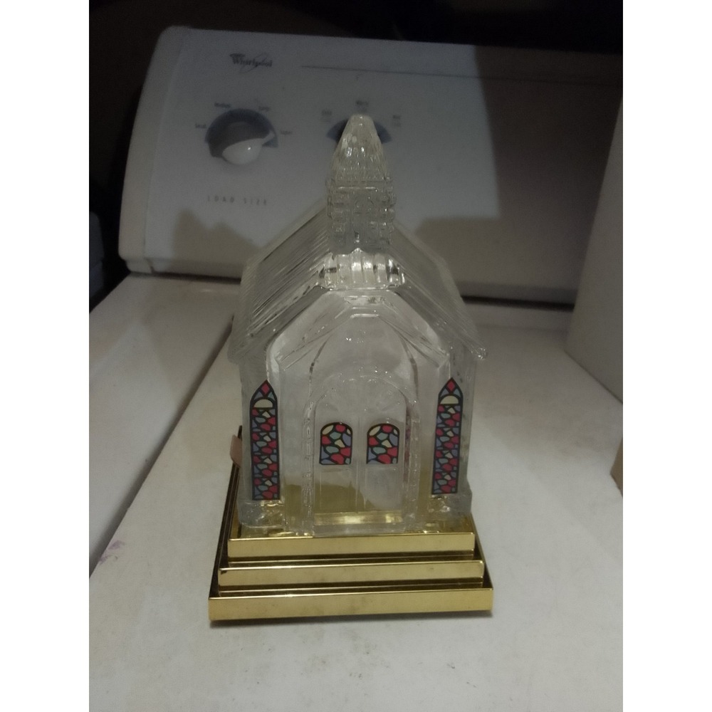 VTG Item No#0611 Musical Lighted Crystal Church With Strained Glass Comes In The